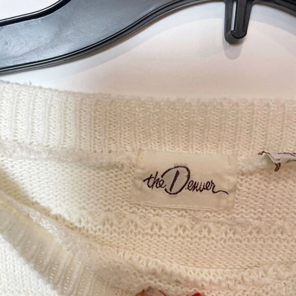 the Denver Womens 90s Vintage Pullover Knit Sweater Ivory M Ribbed Long Sleeve - Picture 2 of 7